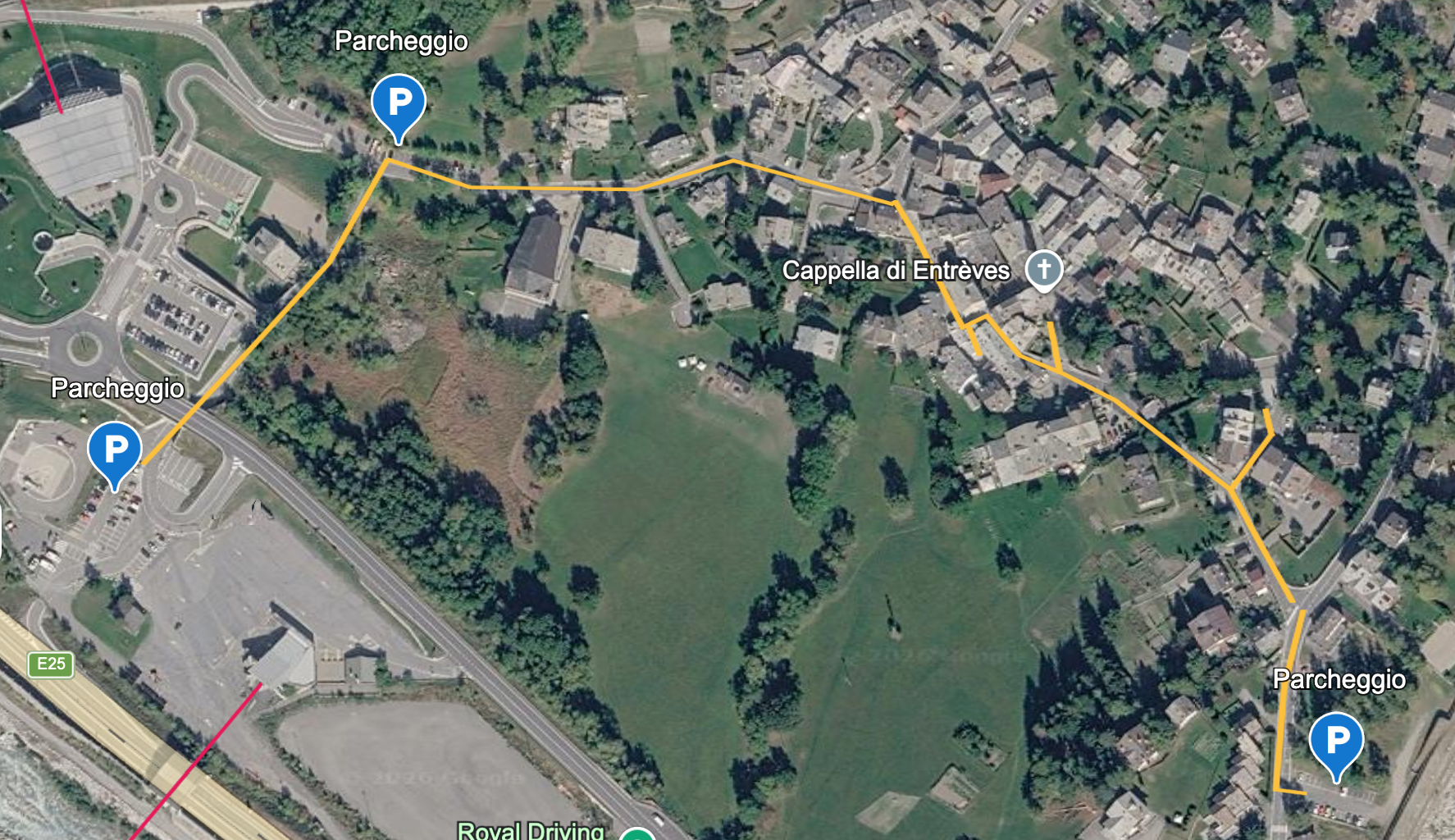 Mappa parcheggi Entrèves